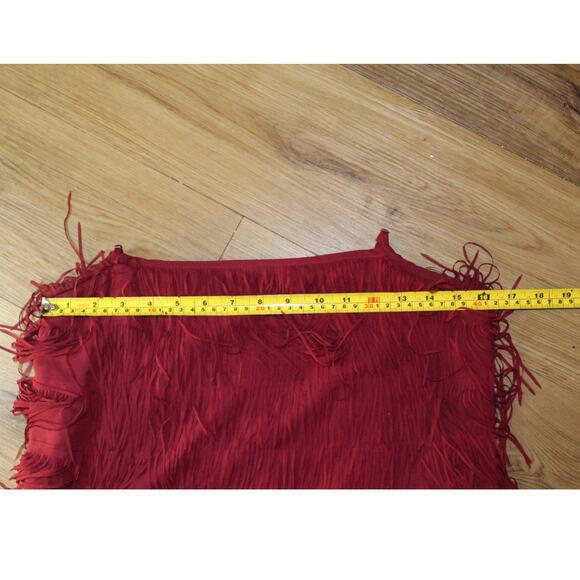 Nicole Miller Burgundy Fringe Mini DressWomen's Size 6 - Picture 4 of 5